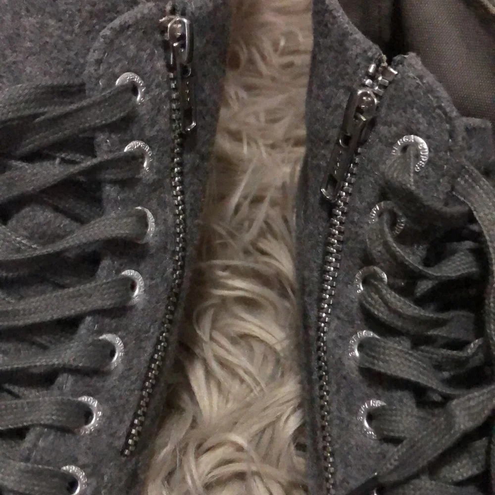 Superga Wool Blend HighTops-Gray-Sz 39.5-Side Zip Details/Lace Up Front - Picture 5 of 16